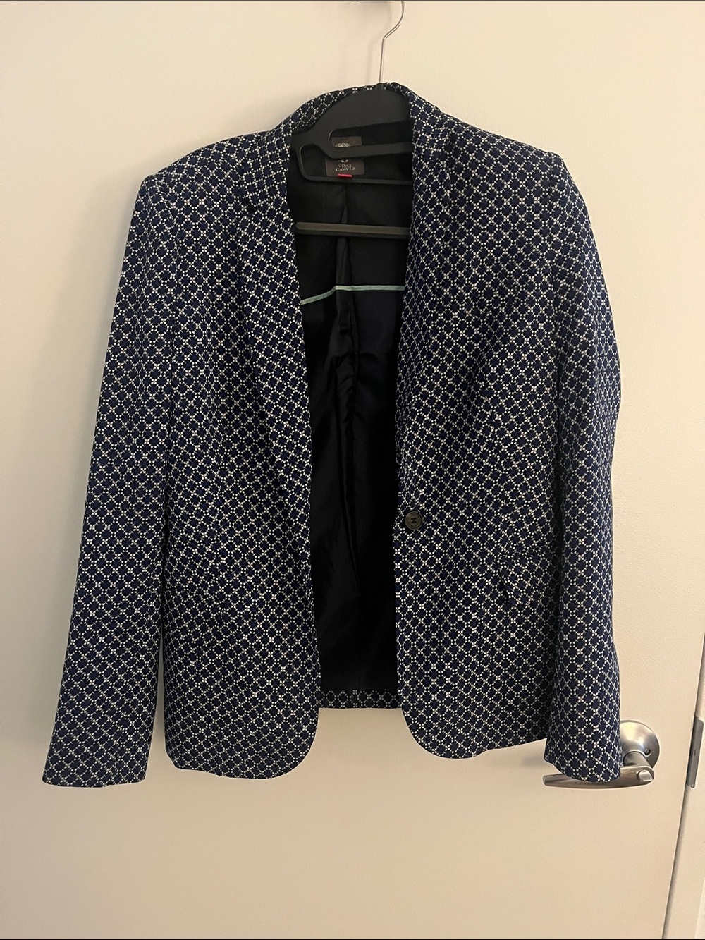 Vince Camuto Navy Geometric Pattern Blazer